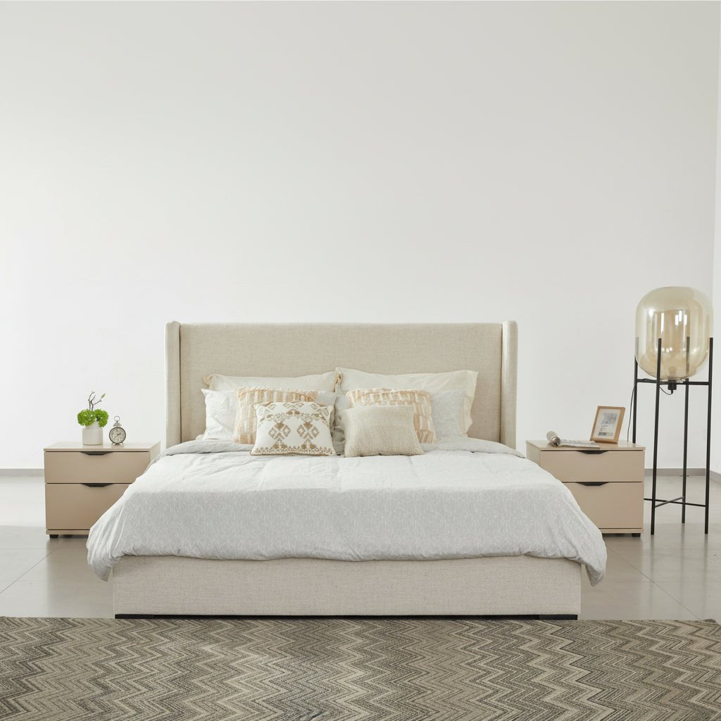 Bisque Beige Upholstered Bed - Queen 162cm