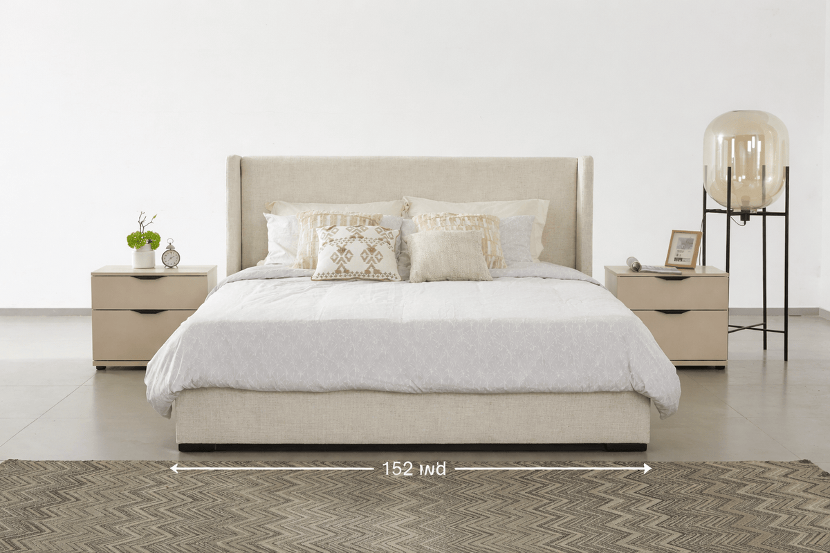 Bisque Beige Upholstered Bed - Full 142cm