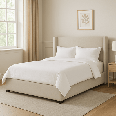 Bisque Beige Upholstered Bed - Al Rugaib Furniture