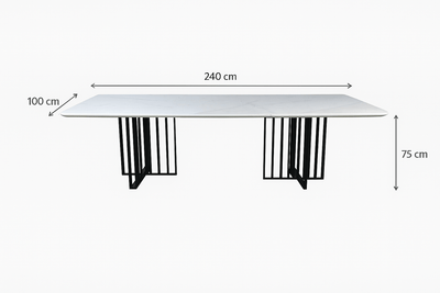 Black Bars Marble Dining Table - 8 Persons - Al Rugaib Furniture