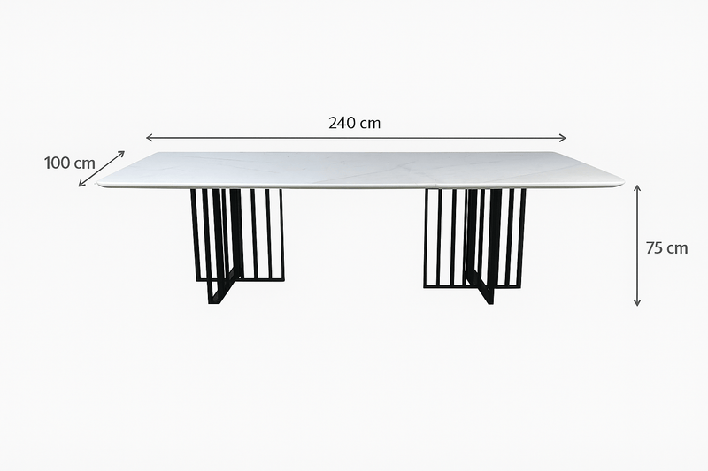 Black Bars Marble Dining Table - 8 Persons - Al Rugaib Furniture