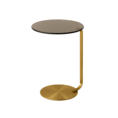 Black Glass Side Table with Gold Stainless Steel Base - Al Rugaib Furniture