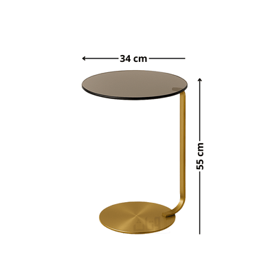 Black Glass Side Table with Gold Stainless Steel Base - Al Rugaib Furniture