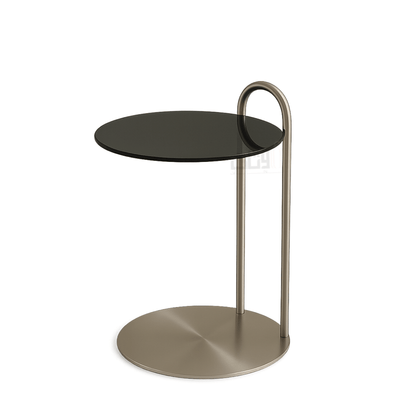 Black Glass Side Table with Sleek Silver Stainless Steel Base – Modern Design - Al Rugaib Furniture