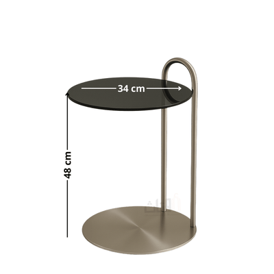Black Glass Side Table with Sleek Silver Stainless Steel Base – Modern Design - Al Rugaib Furniture