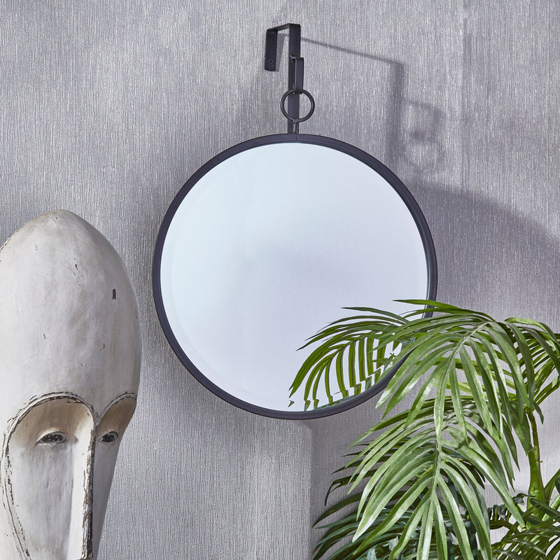 BLACK HANGING MIRROR, CIRCLE - Al Rugaib Furniture