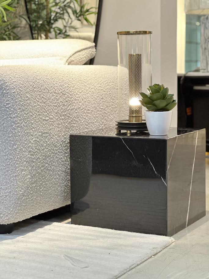 Black Marquino Marble Side Table - Al Rugaib Furniture