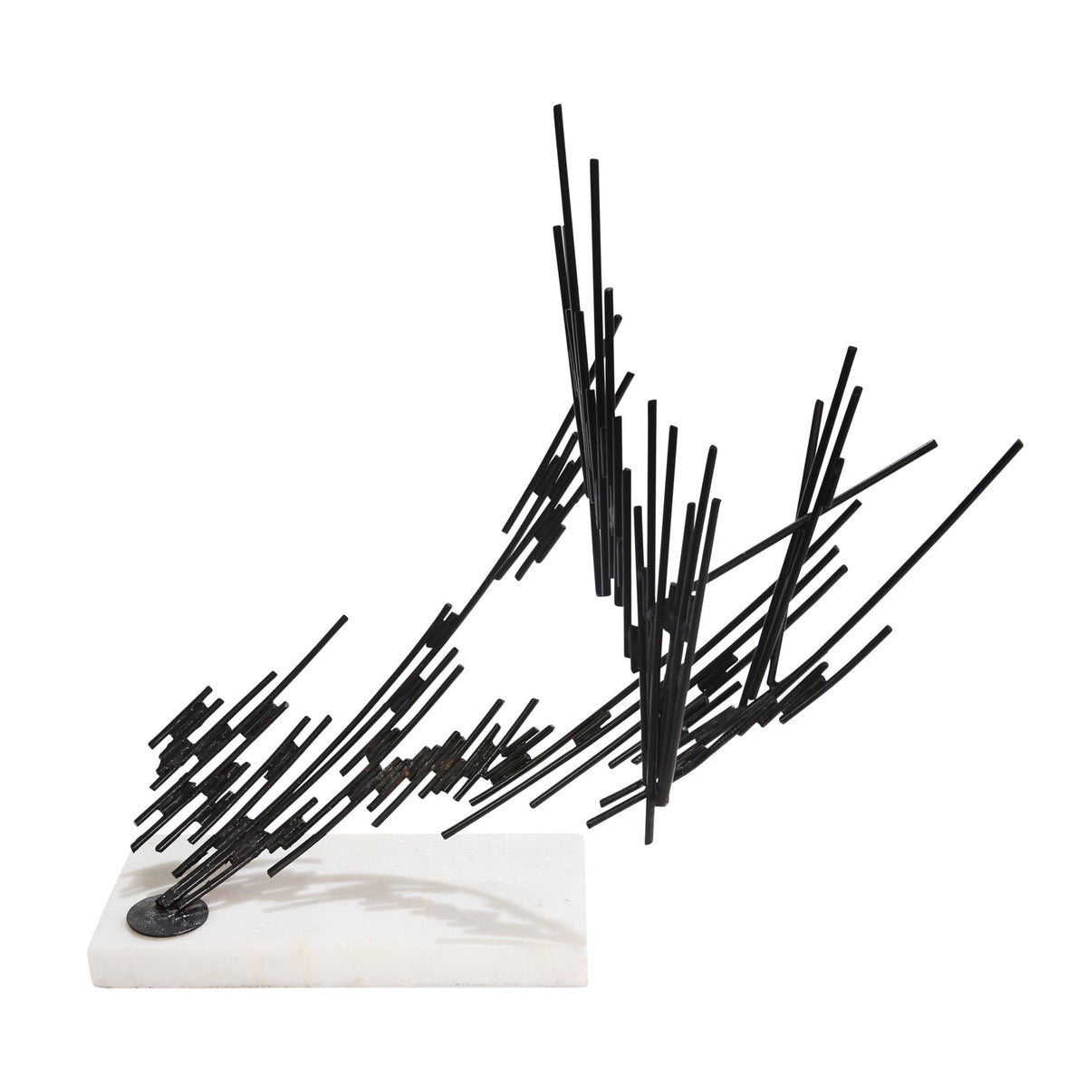 BLACK METAL LINES ON MARBLE BASE Table Decors| Sagebrook Home