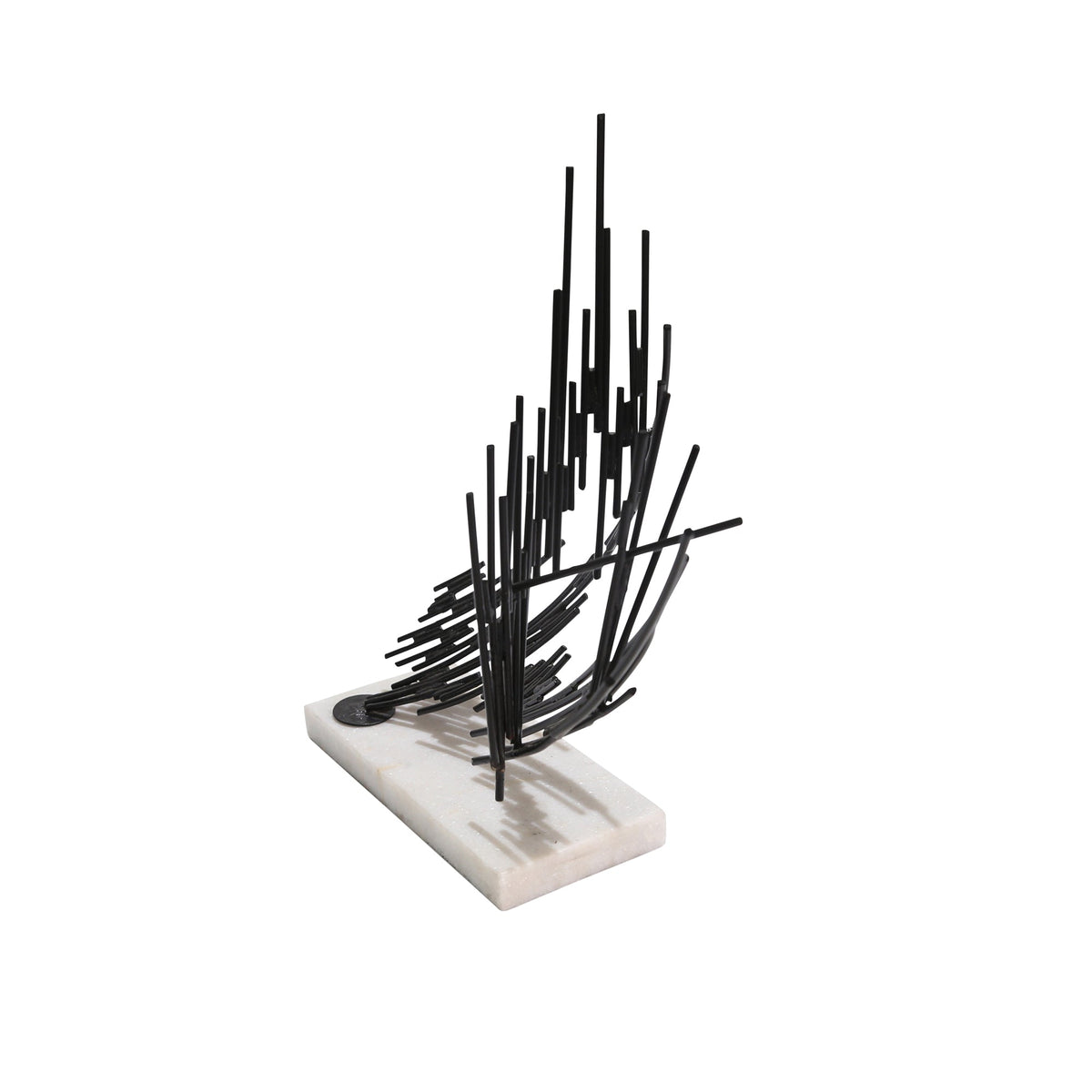 BLACK METAL LINES ON MARBLE BASE Table Decors| Sagebrook Home
