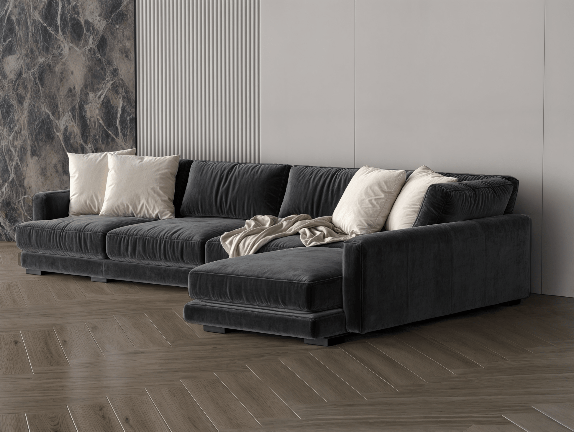 Black neon corner sofa model "Heeba" in size 330×170. Sectionals| Oak