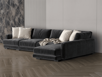 Black neon corner sofa model "Heeba" in size 330×170. - Al Rugaib Furniture