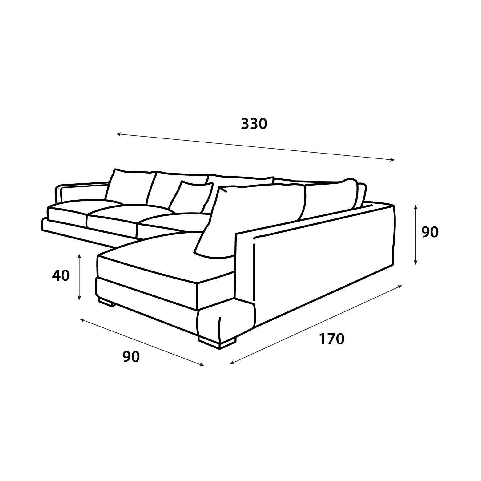 Black neon corner sofa model "Heeba" in size 330×170. Sectionals| Oak