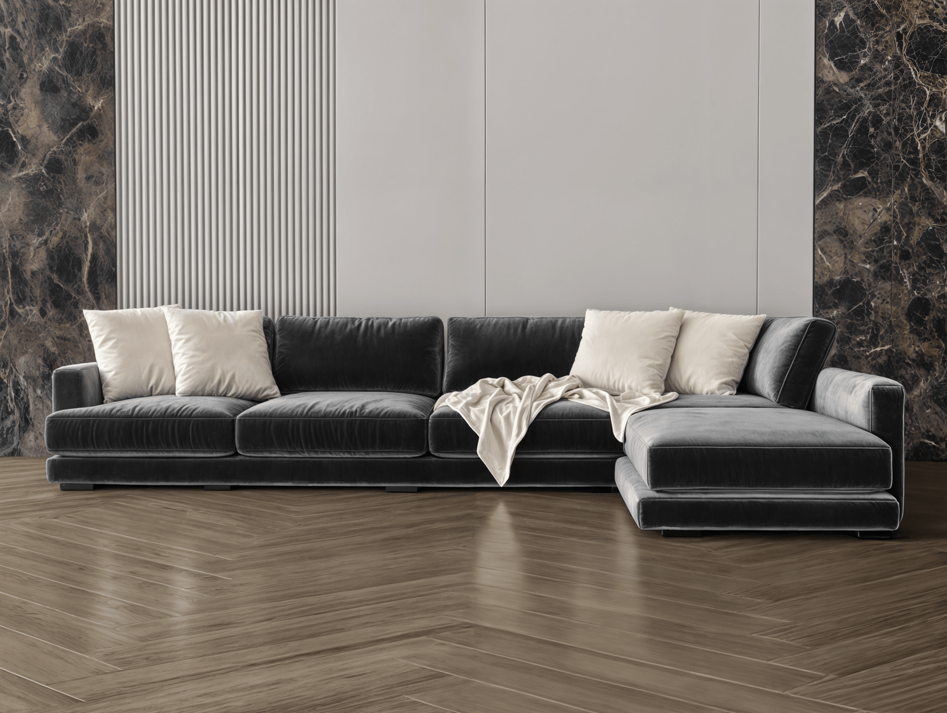 Black neon corner sofa model "Heeba" in size 330×170. Sectionals| Oak