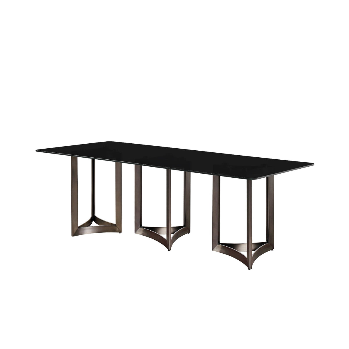 Alexa Dining Table Bronze Base and 350 CM Black Glass