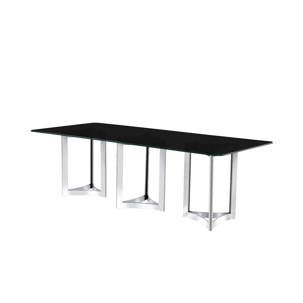 Alexa Dining Table Silver Base and 295 CM Black Glass