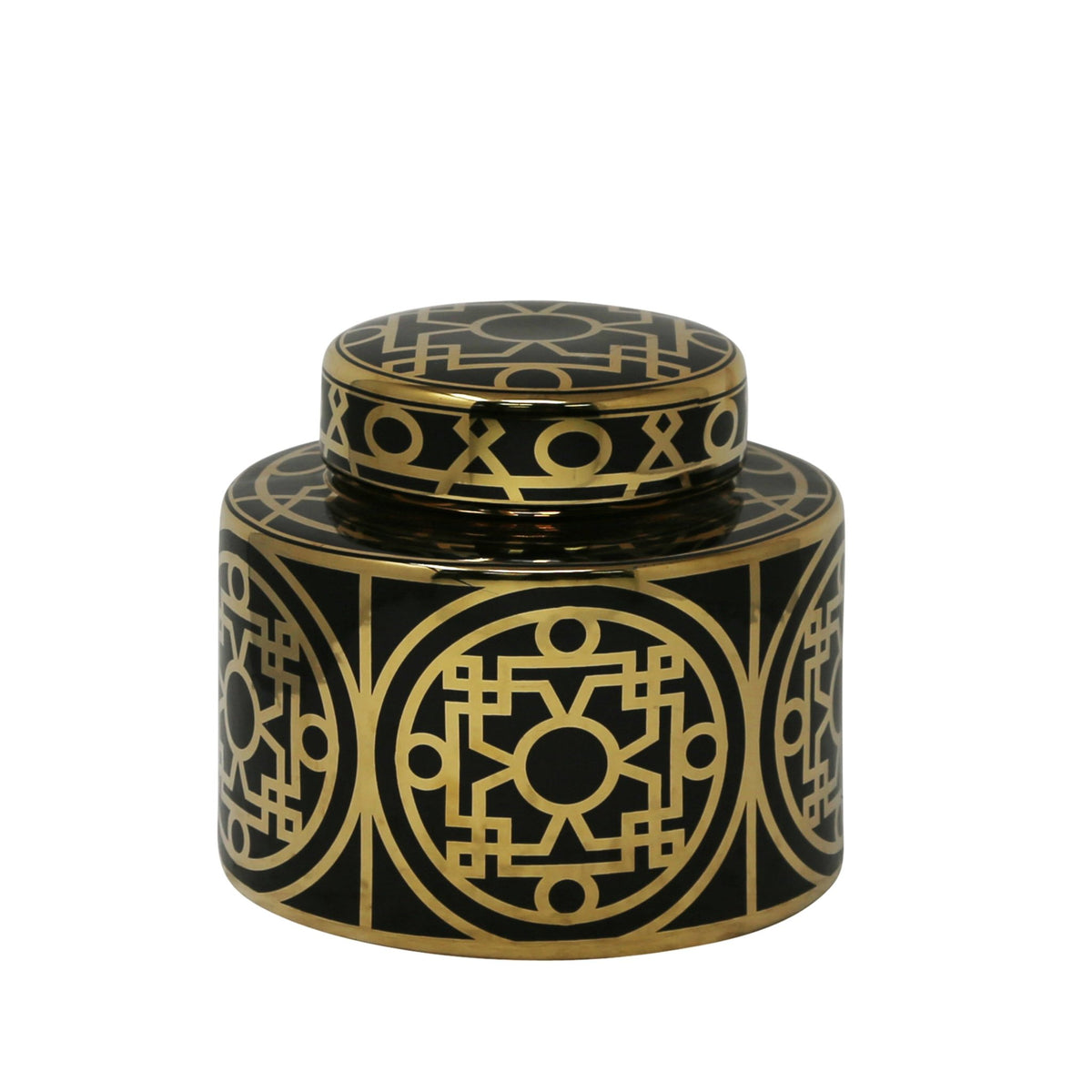 BLACK/GOLD CERAMIC JAR 7" Vases and Jars| Sagebrook Home