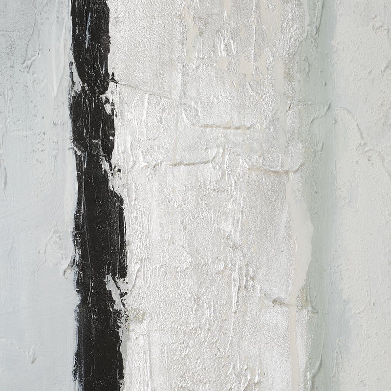 BLACK/SILVER ABSTRACT Hand Painted Canvas - Al Rugaib Furniture