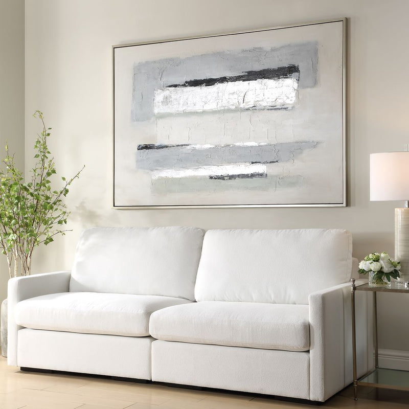 BLACK/SILVER ABSTRACT Hand Painted Canvas - Al Rugaib Furniture