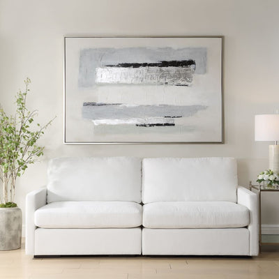 BLACK/SILVER ABSTRACT Hand Painted Canvas - Al Rugaib Furniture