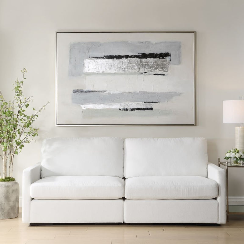 BLACK/SILVER ABSTRACT Hand Painted Canvas - Al Rugaib Furniture