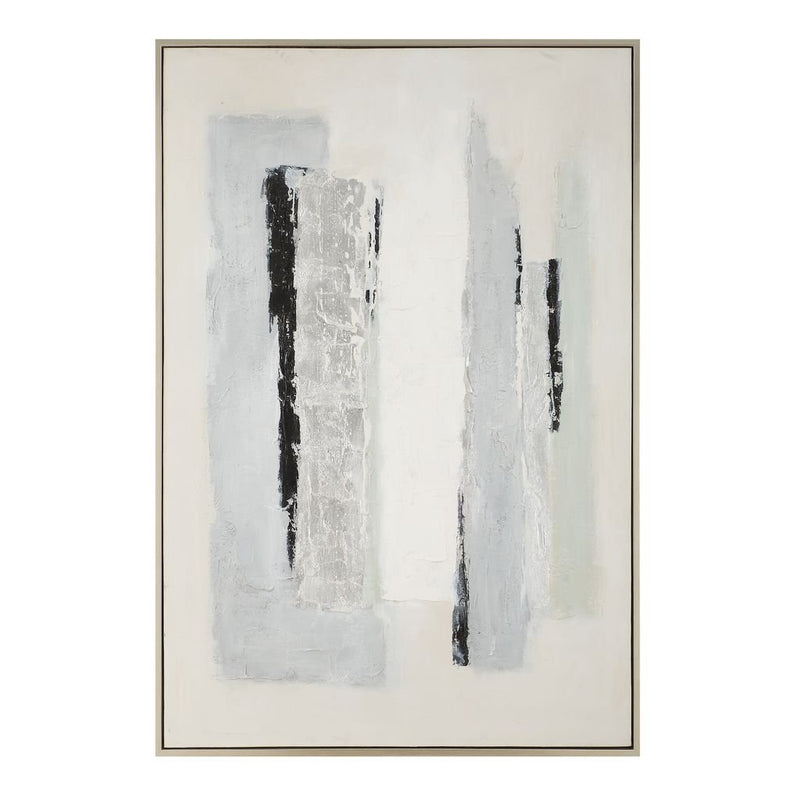 BLACK/SILVER ABSTRACT Hand Painted Canvas - Al Rugaib Furniture