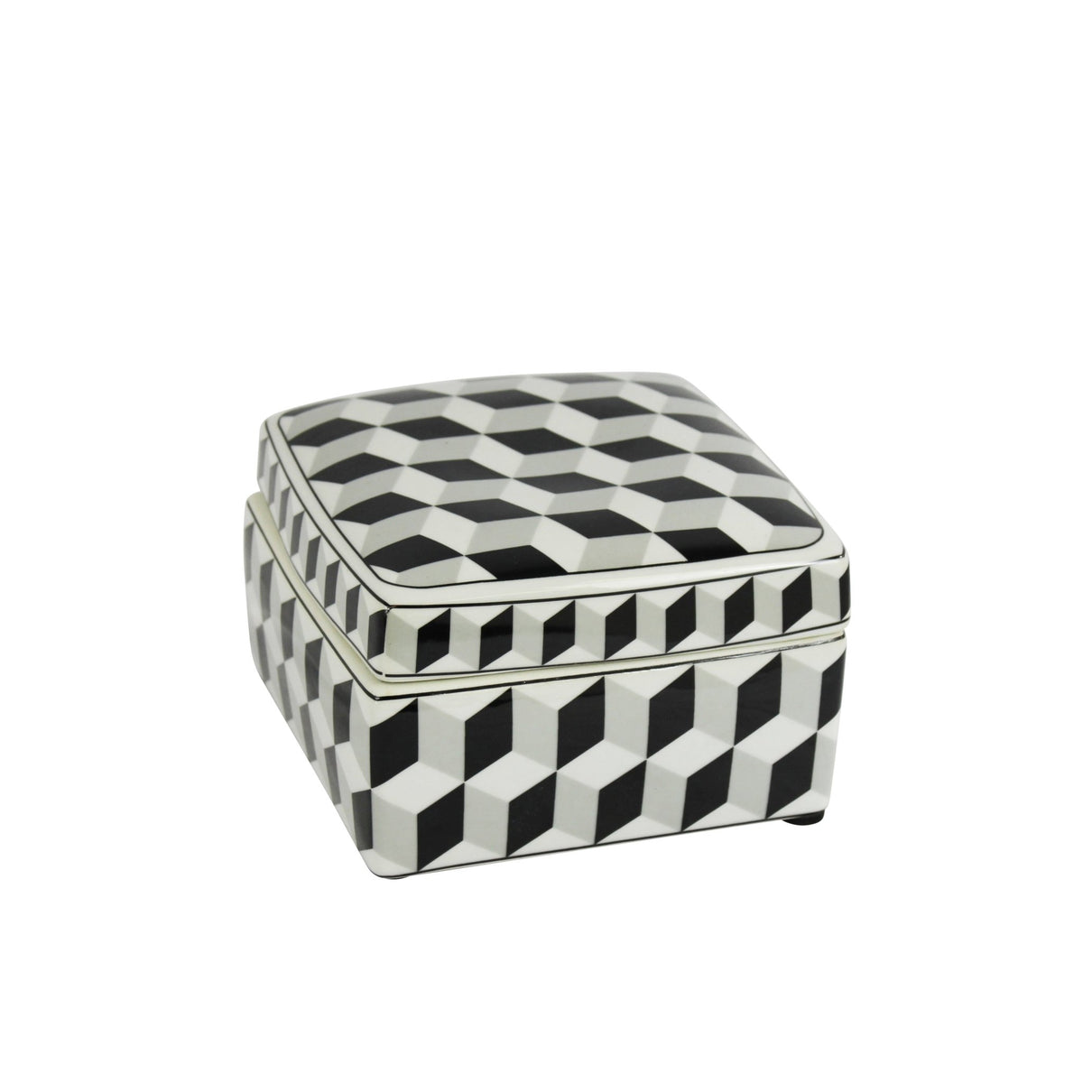 BLACK/WHITE SQUARE CERAMIC BOX Table Decors| Sagebrook Home