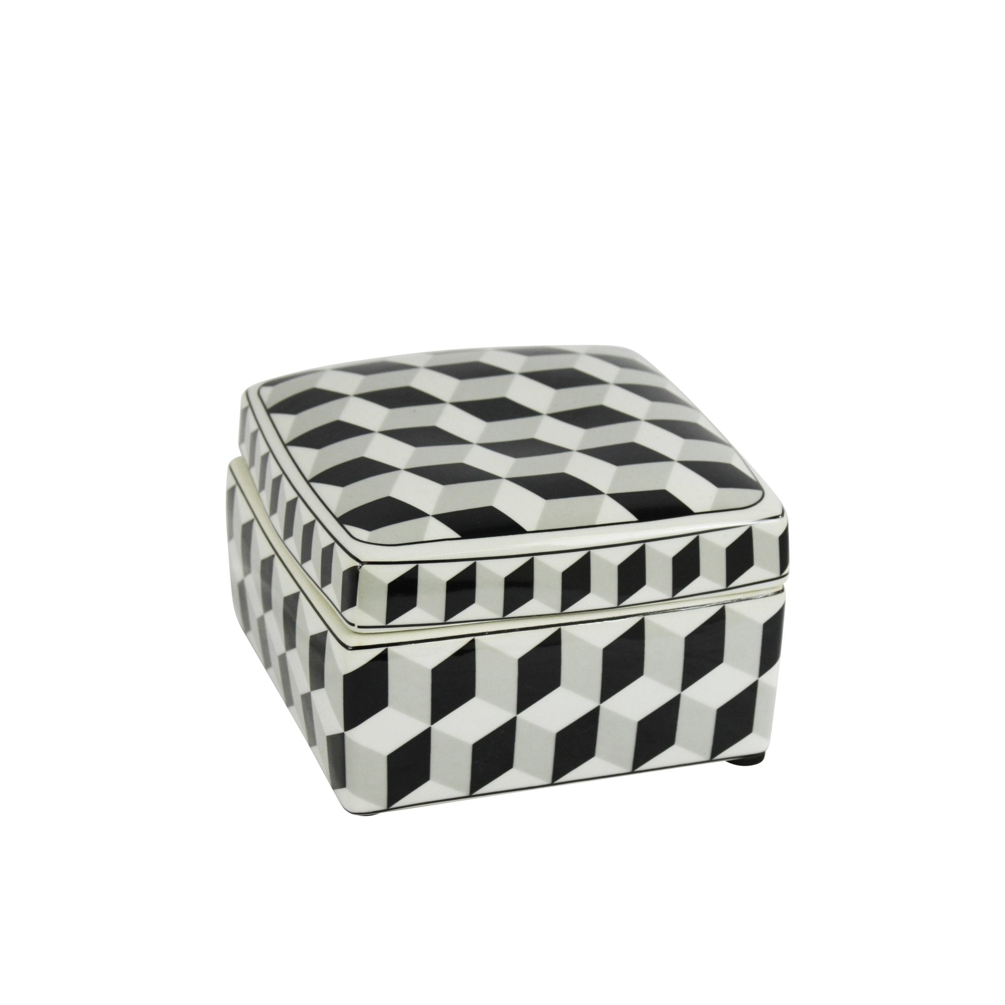 BLACK/WHITE SQUARE CERAMIC BOX Table Decors| Sagebrook Home