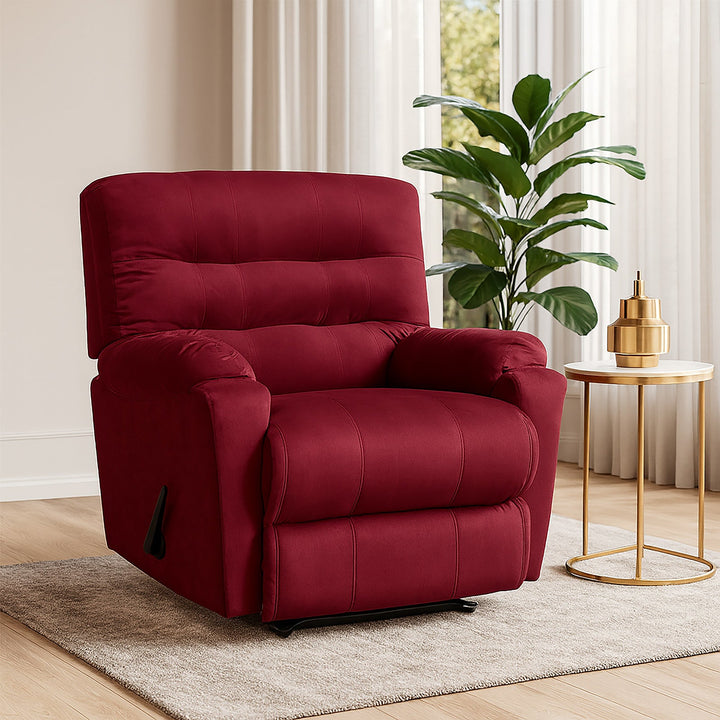 Rocker Recliner Red Velvet Recliner Chair Living Room Modern
