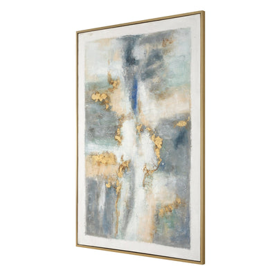 BLUE GOLD ABSTRACT Hand Painted Canvas - Al Rugaib Furniture