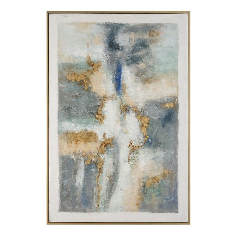 BLUE GOLD ABSTRACT Hand Painted Canvas - Al Rugaib Furniture