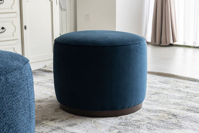 Blue Linen Ottoman W55.5xH44cm - Al Rugaib Furniture