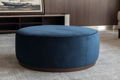 Blue Linen Ottoman W91xH36cm - Al Rugaib Furniture