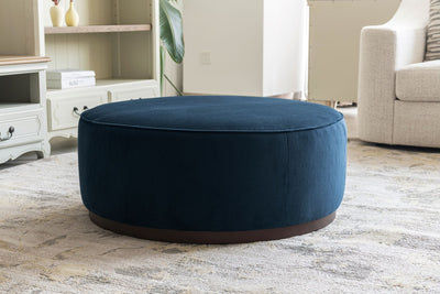 Blue Linen Ottoman W91xH36cm - Al Rugaib Furniture