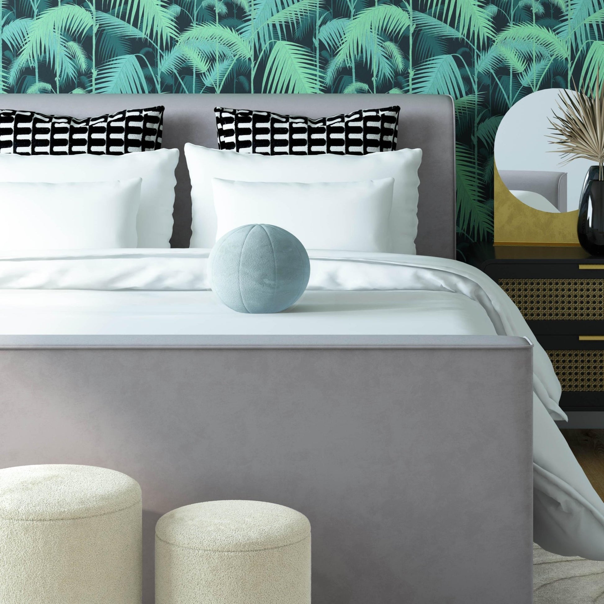 Boba 9" Sea Blue Velvet Pillow Pillows| TOV