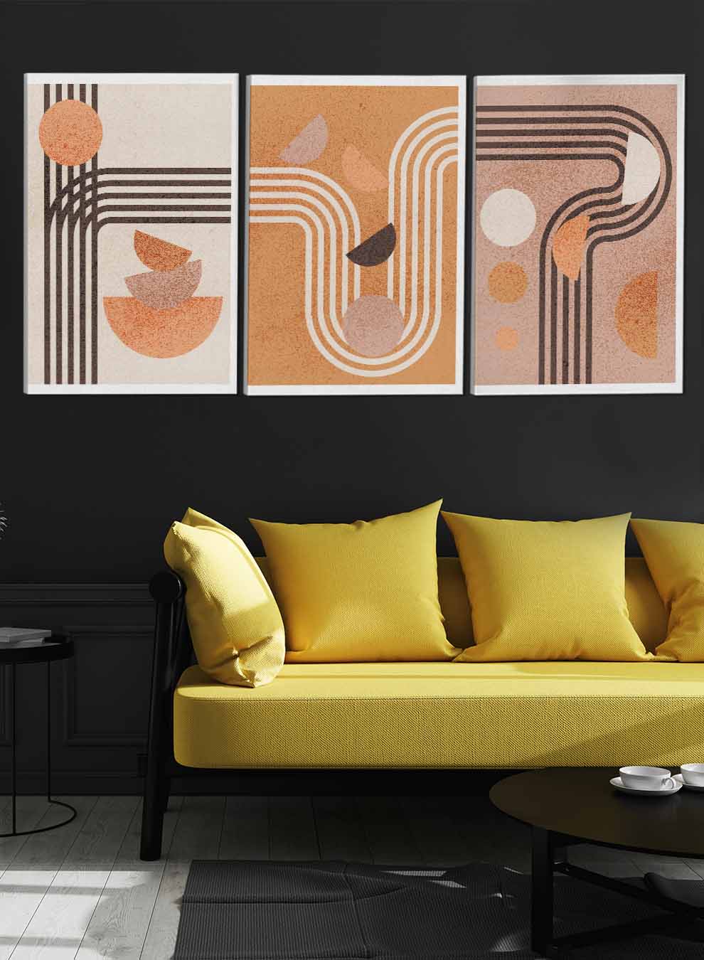 Boho Aesthetic Terracotta Abstract Paintings(set of 3) Paintings & Pictures| LOWHA