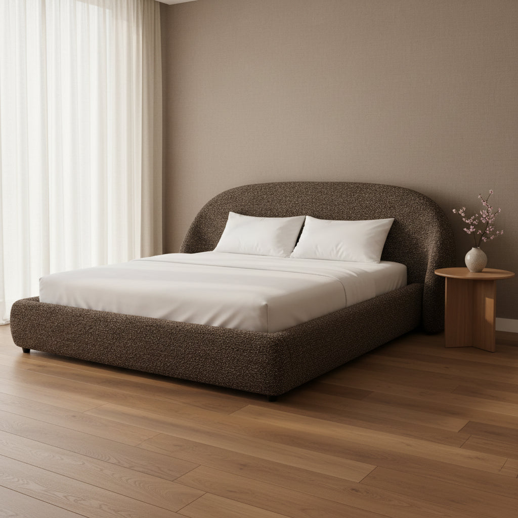 Boho Brown Tweed King bed 180 cm matress Beds| Roots Furniture