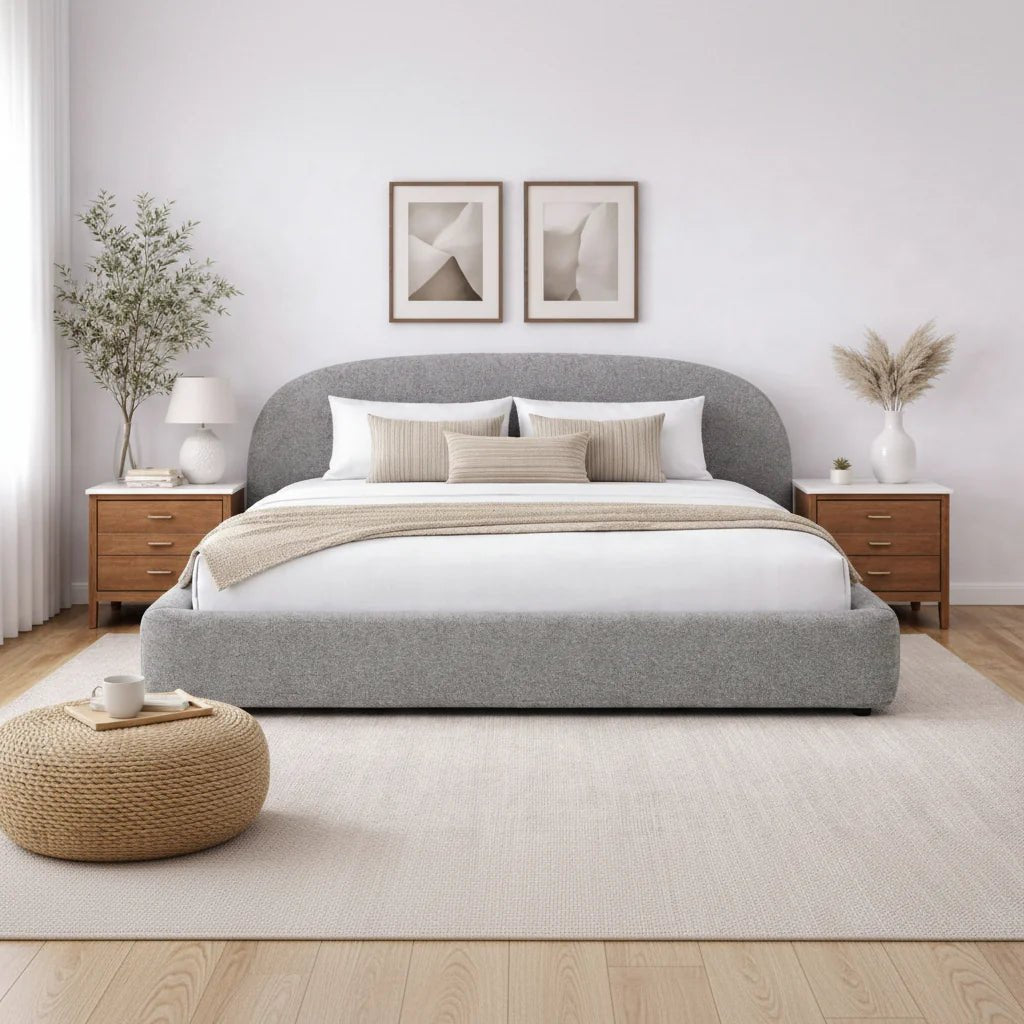 Boho Grey Tweed Single bed 120 cm matress Beds| Roots Furniture
