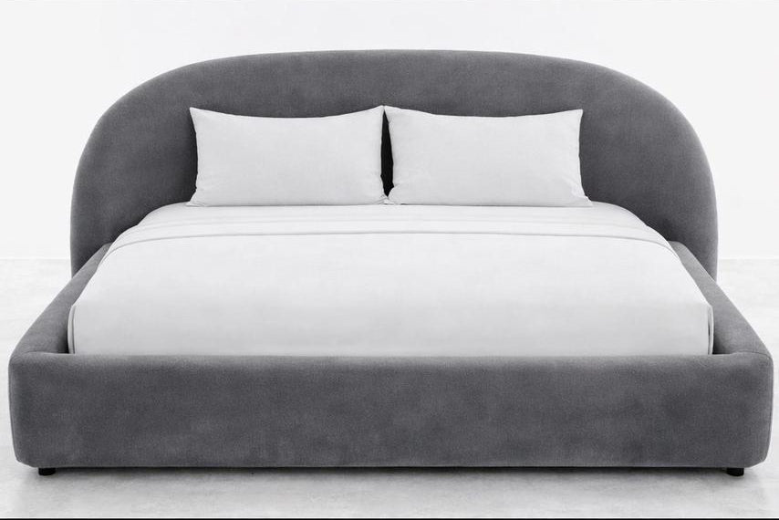 Boho Grey Velvet King bed Beds| Roots Furniture