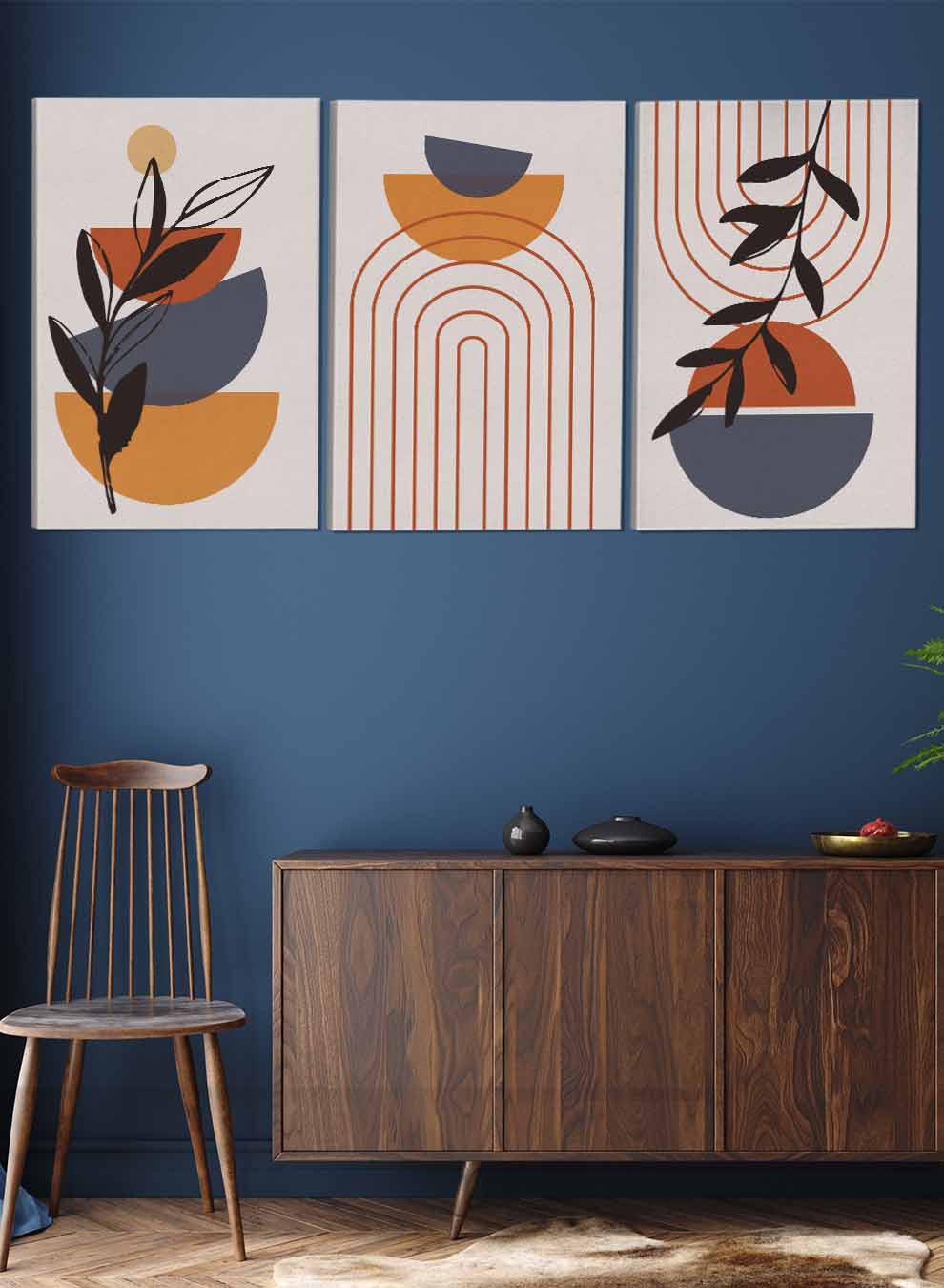 Boho Leaves Abstract Paintings(set of 3) Paintings & Pictures| LOWHA