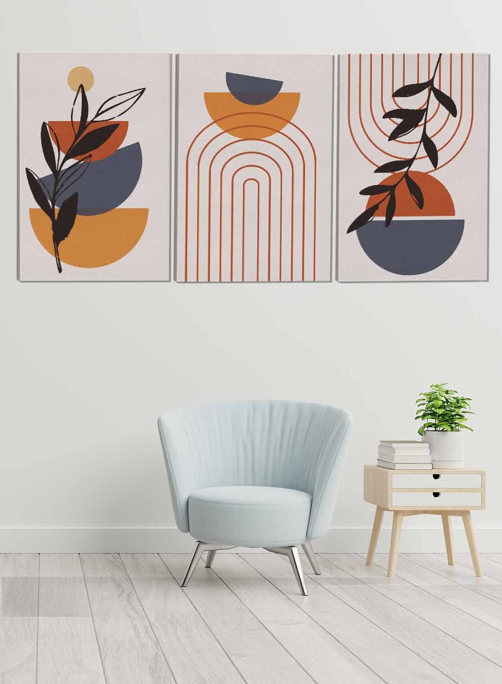 Boho Leaves Abstract Paintings(set of 3) Paintings & Pictures| LOWHA