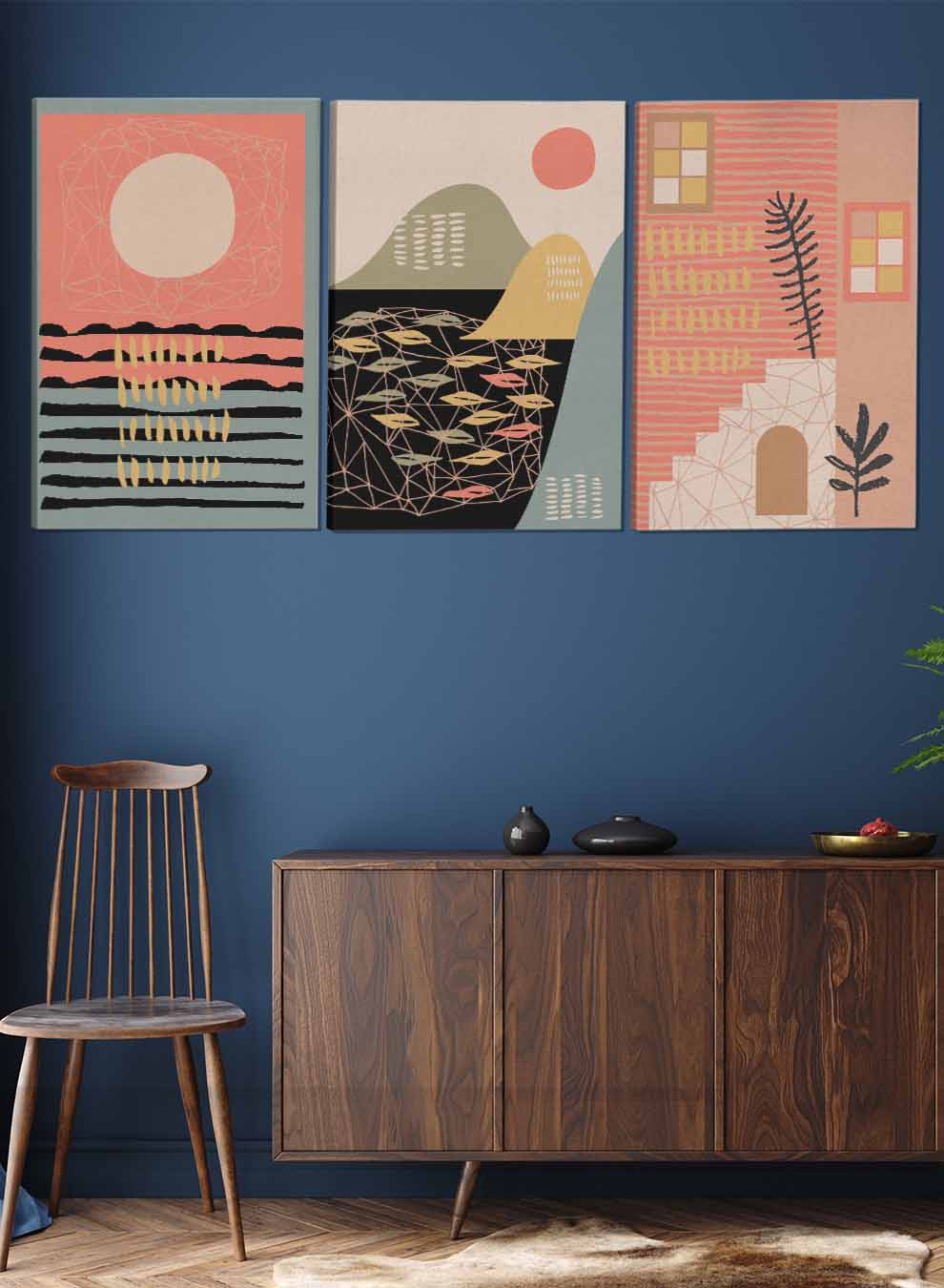 Boho Style Abstract Paintings(set of 3) Paintings & Pictures| LOWHA