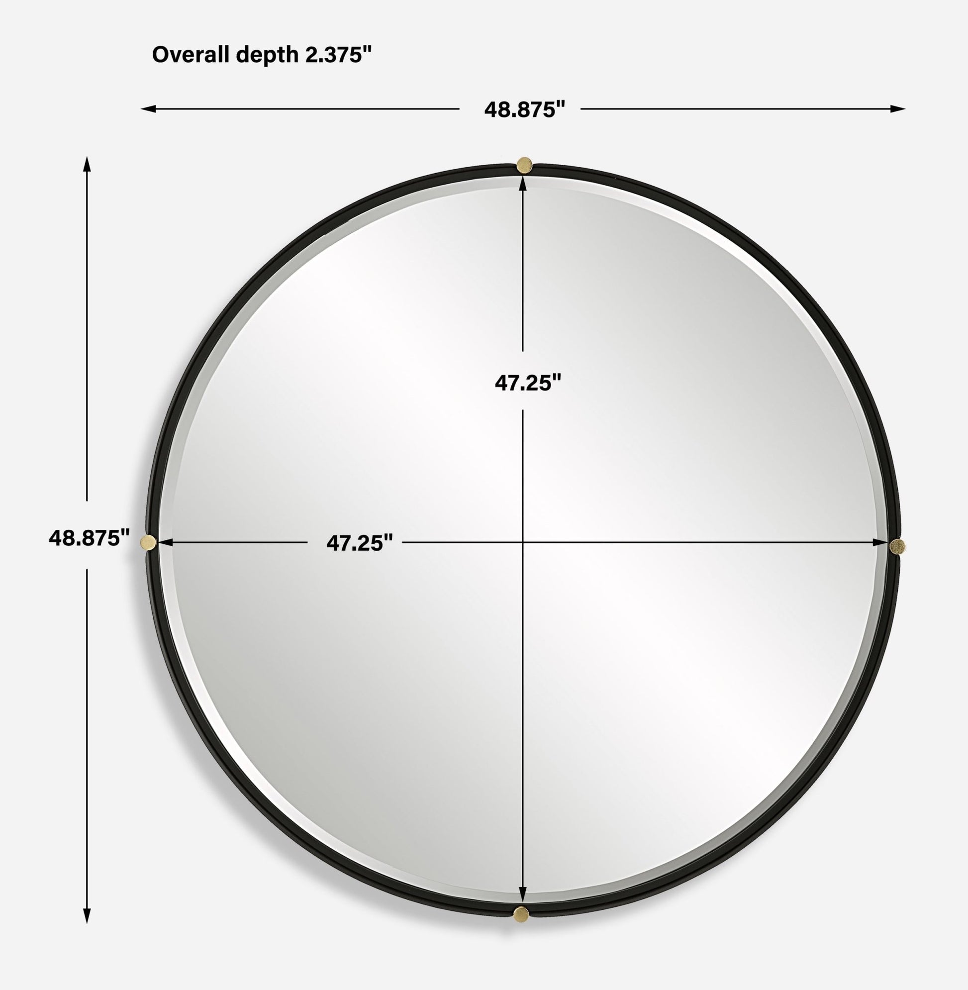 Bonded Round Black Mirror Table Decors| Uttermost
