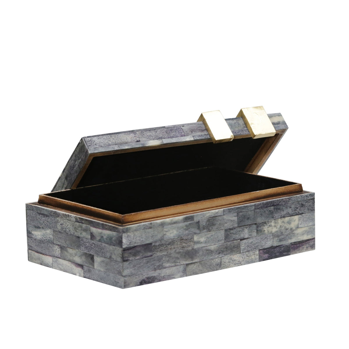 BONE 9" RECTANGULAR BOX, DARK GRAY/GOLD Box| Sagebrook Home