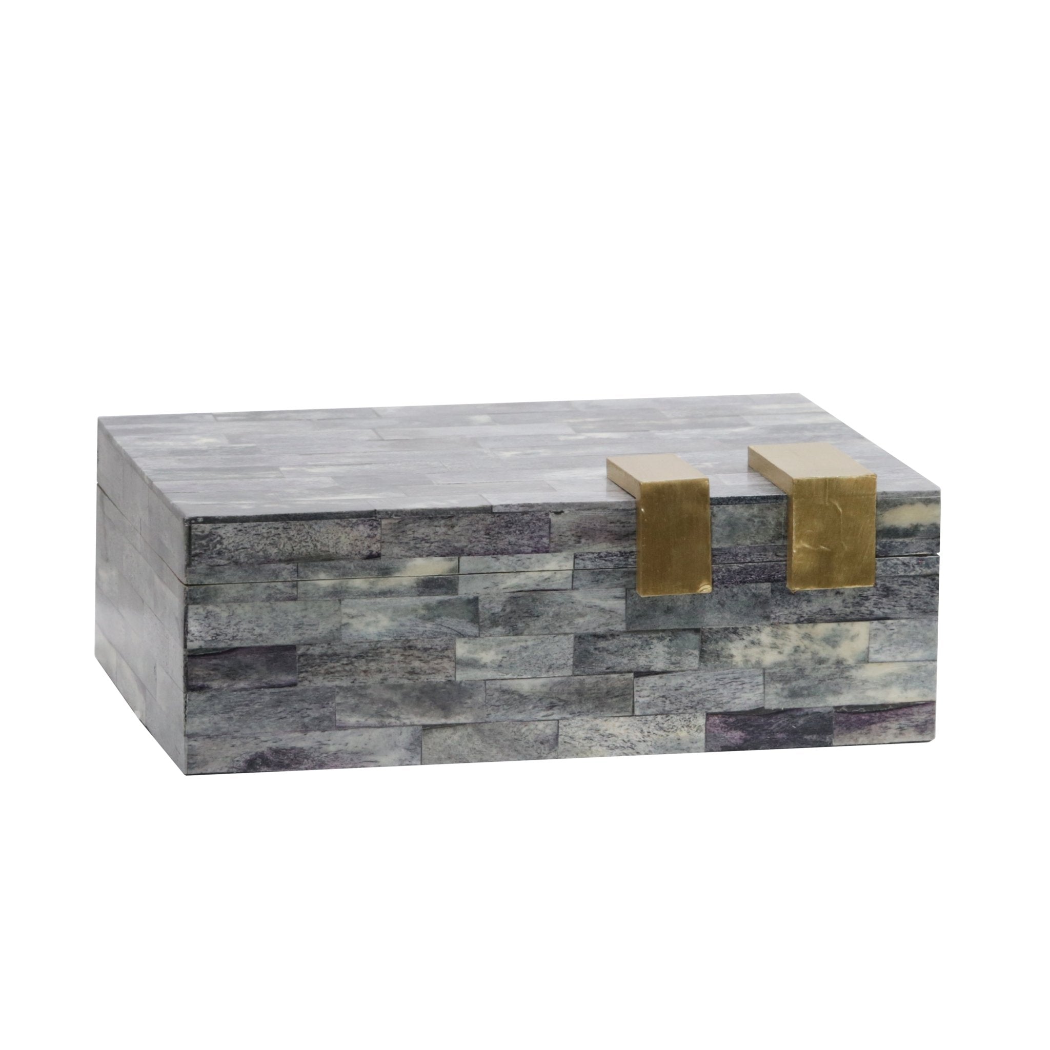 BONE 9" RECTANGULAR BOX, DARK GRAY/GOLD Box| Sagebrook Home