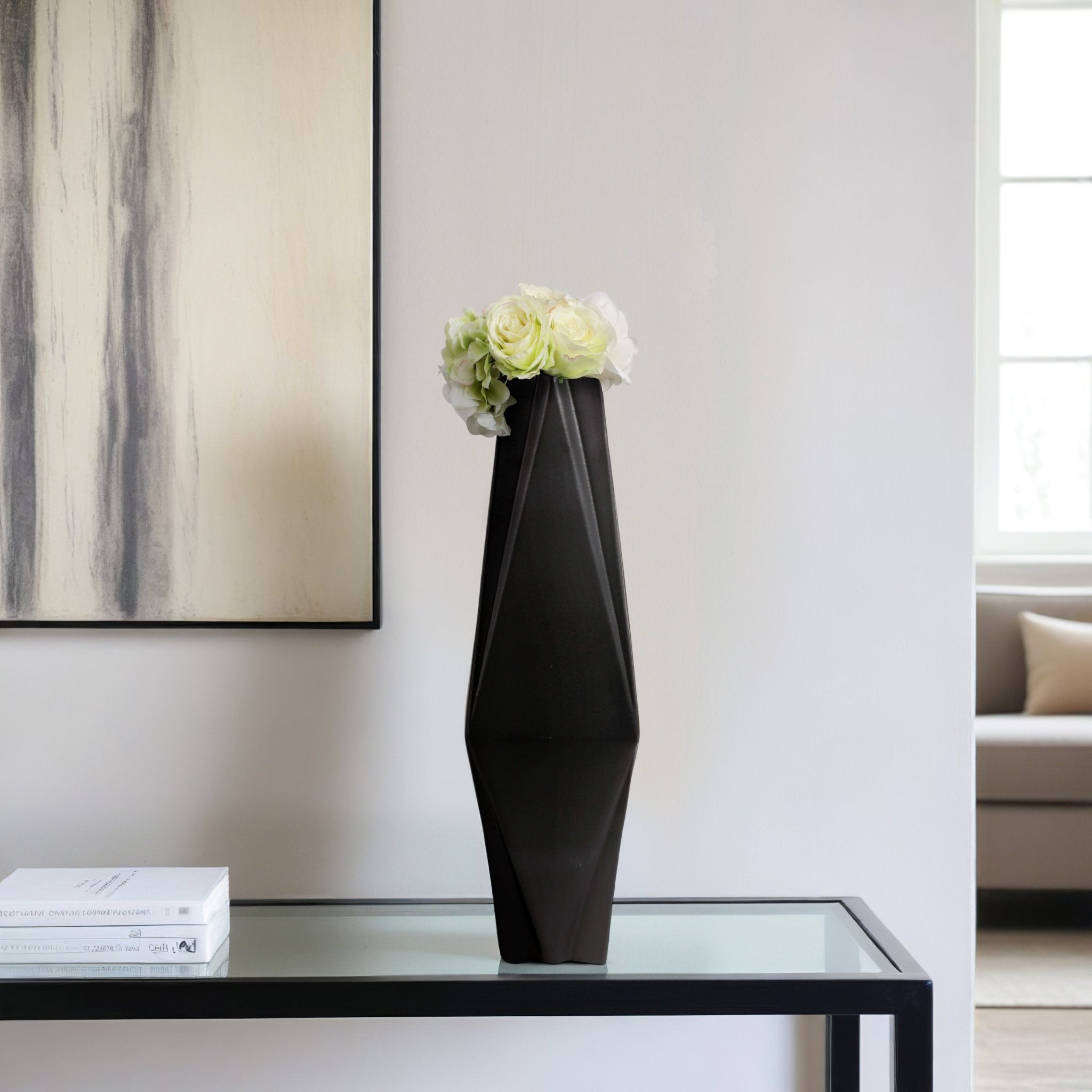 Bonney Black Cer Vase Vases and Jars| Sagebrook Home