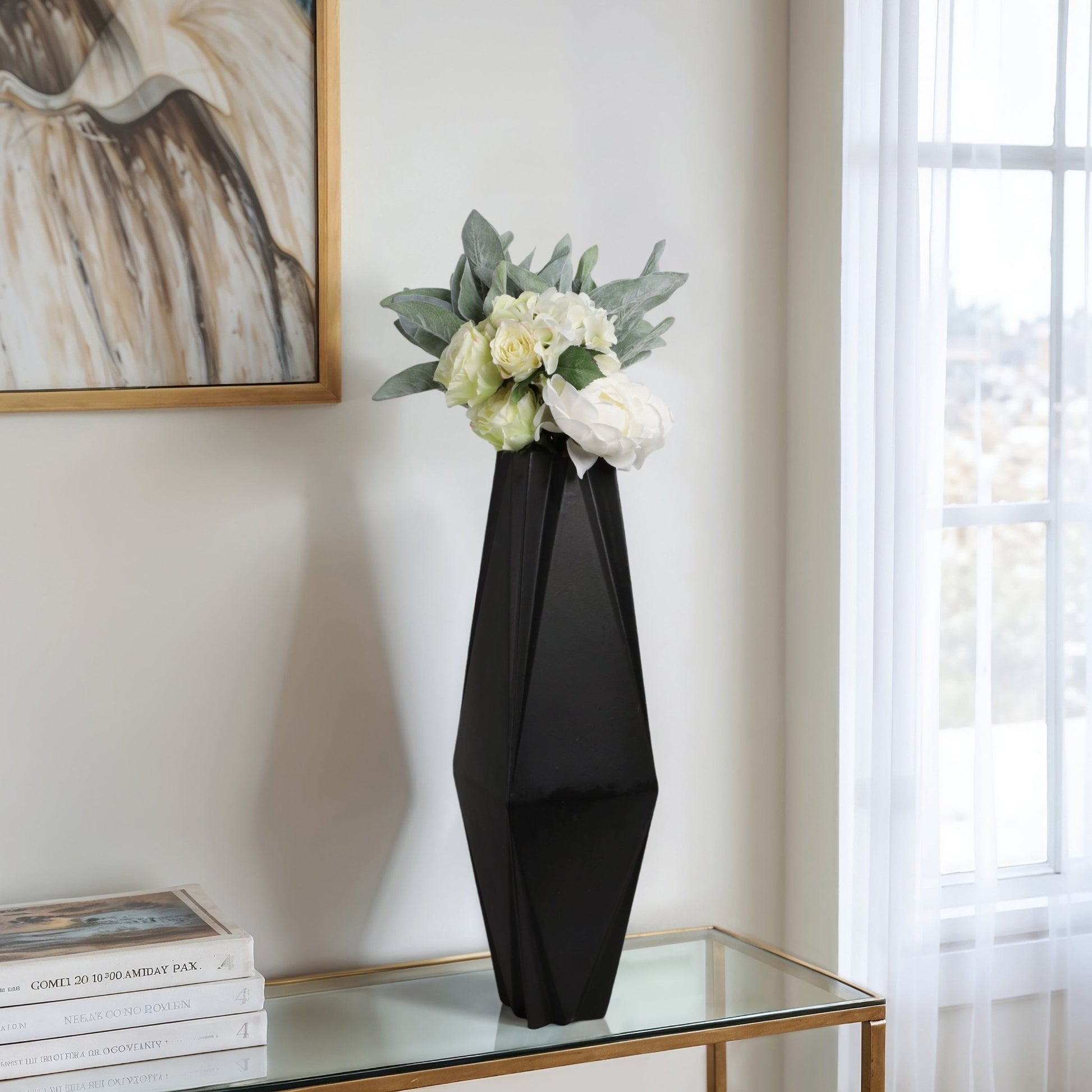 Bonney Black Cer Vase Vases and Jars| Sagebrook Home