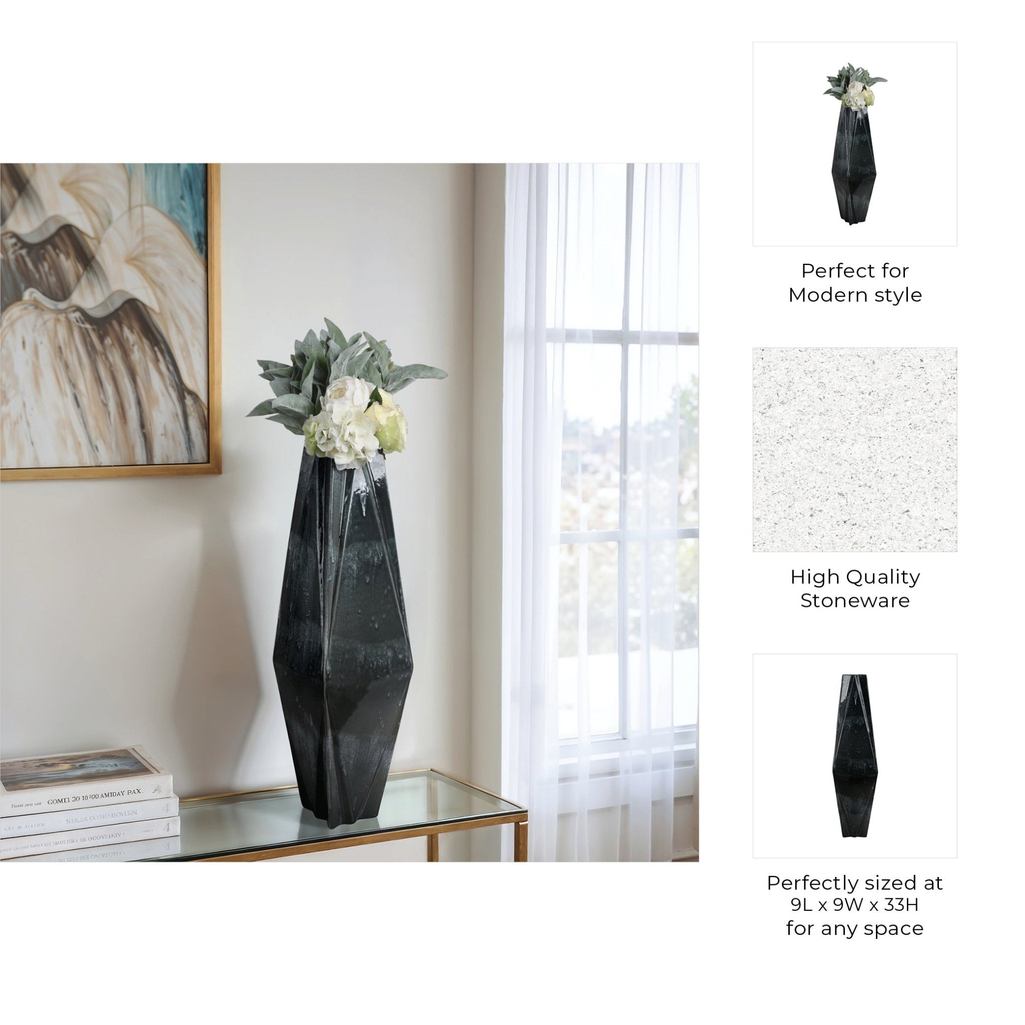 Bonney Grey Cer Vase Vases and Jars| Sagebrook Home