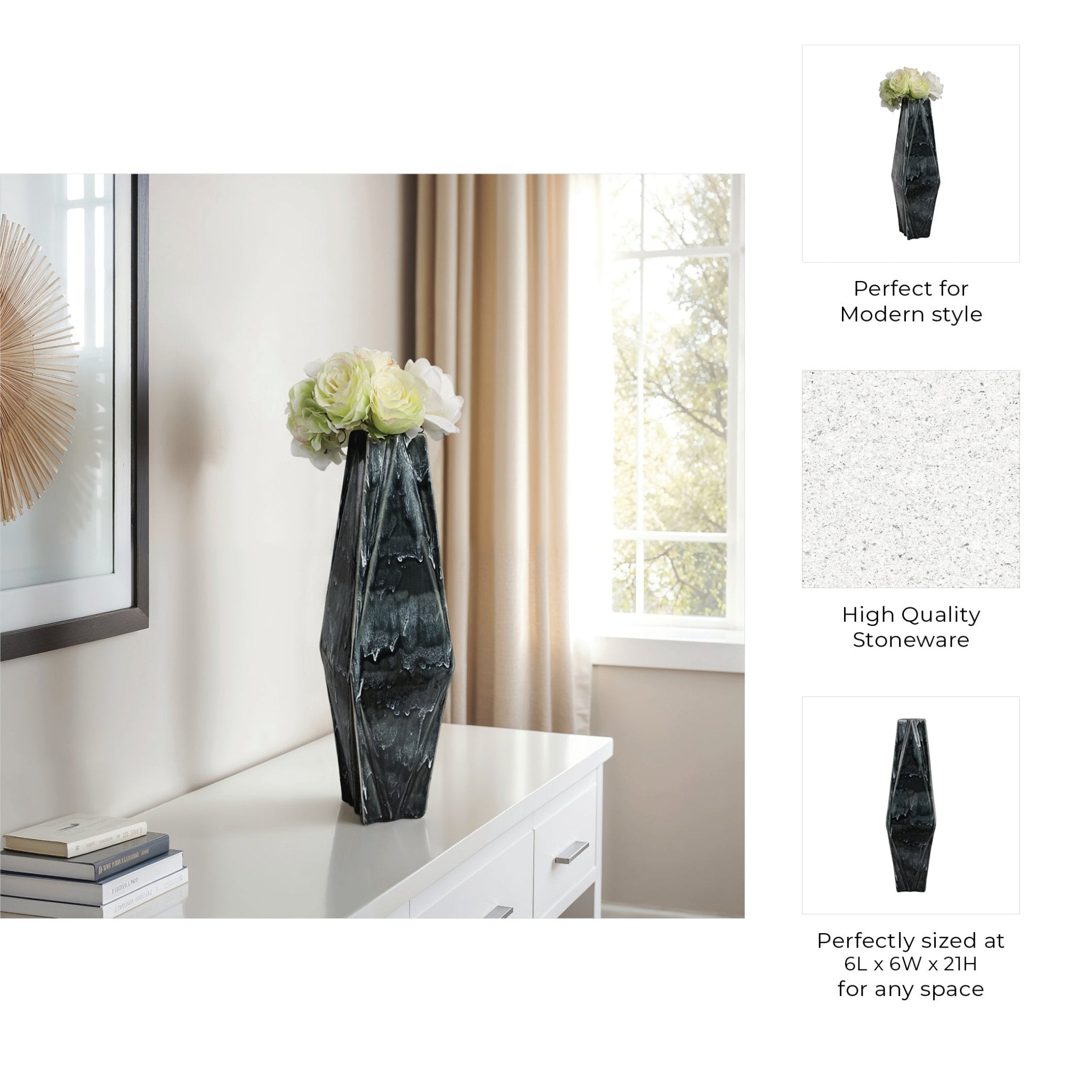 Bonney Grey Cer Vase Vases and Jars| Sagebrook Home