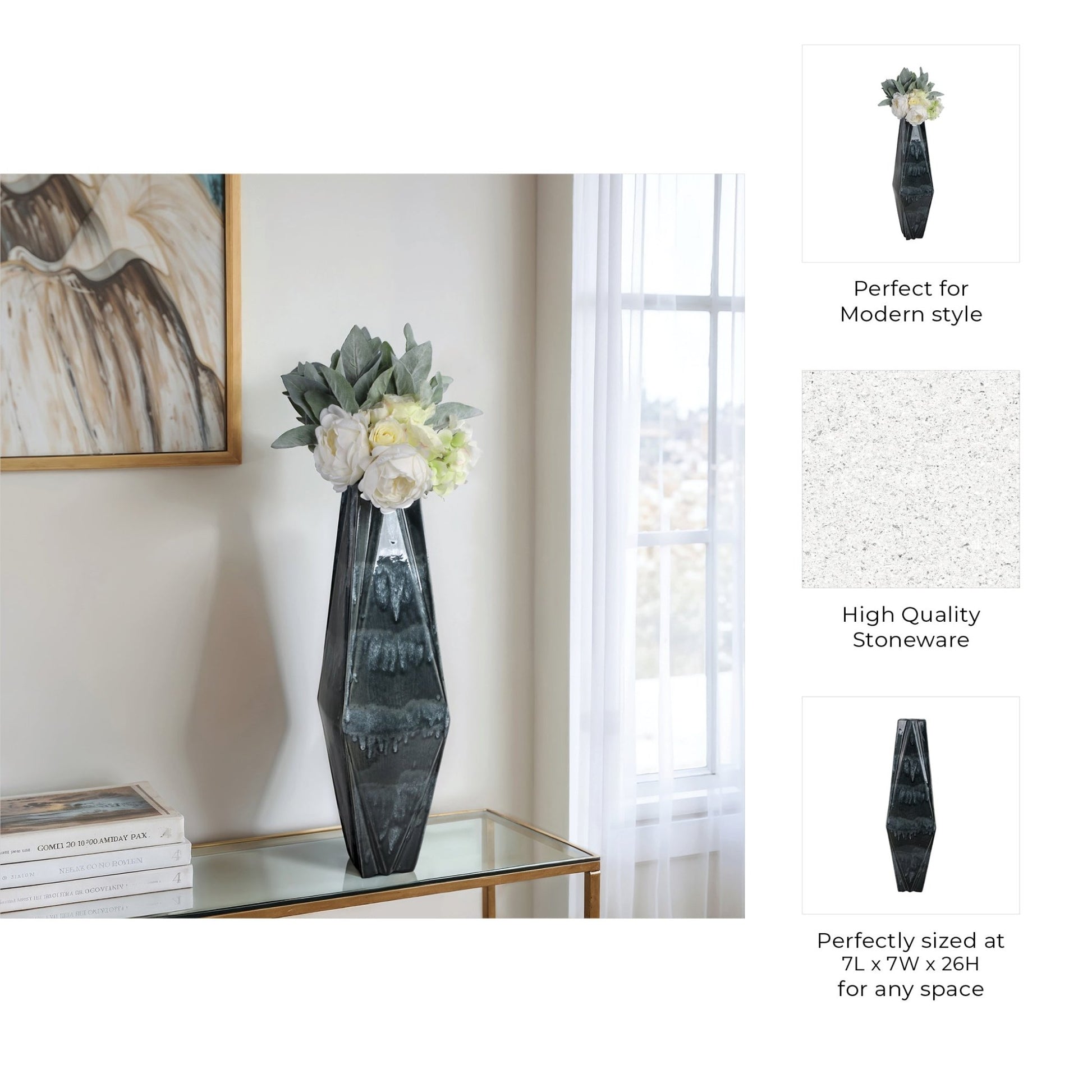 Bonney Grey Cer Vase Vases and Jars| Sagebrook Home