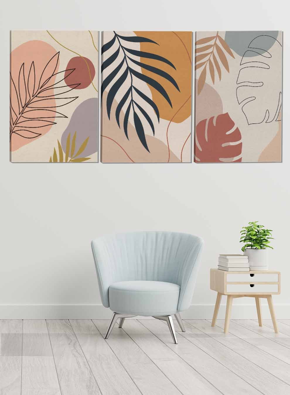 Botanical Leaves Lines Paintings(set of 3) Paintings & Pictures| LOWHA